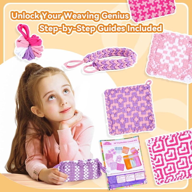 PREBOX 10’’ Potholder Weaving Loom Kit Refill Loops, DIY Crafts Supplies for Kids & Beginners, 112 Colorful Loops to Make 2 Large Pot Holders - Image 4